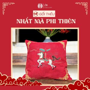 Gối thêu hình ngựa nhất mã phi thiên, gối trang trí phòng khách