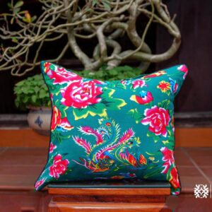 gối vuông cotton chim công xưa và bông gạo thiên nhiên (1)